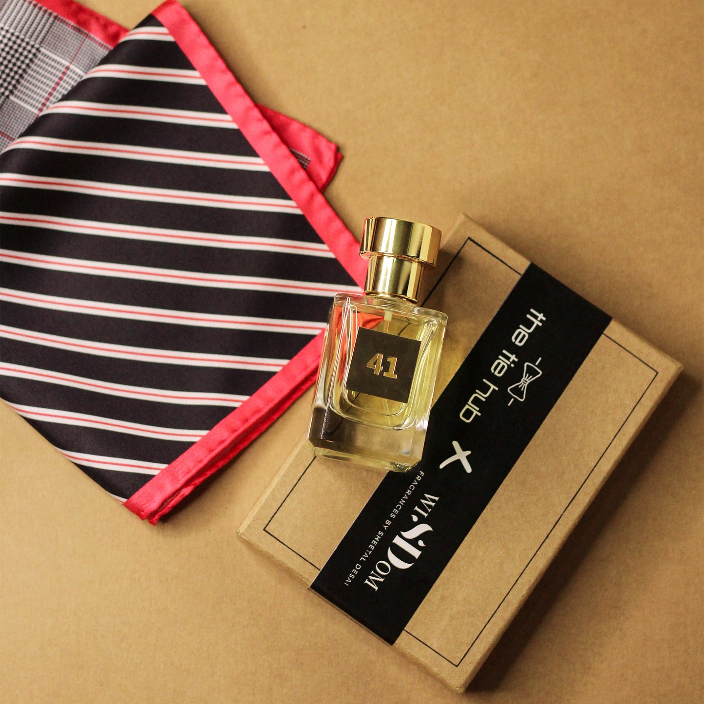 Wisdom Fragrances And Black Printed Pocket Square Combo Set