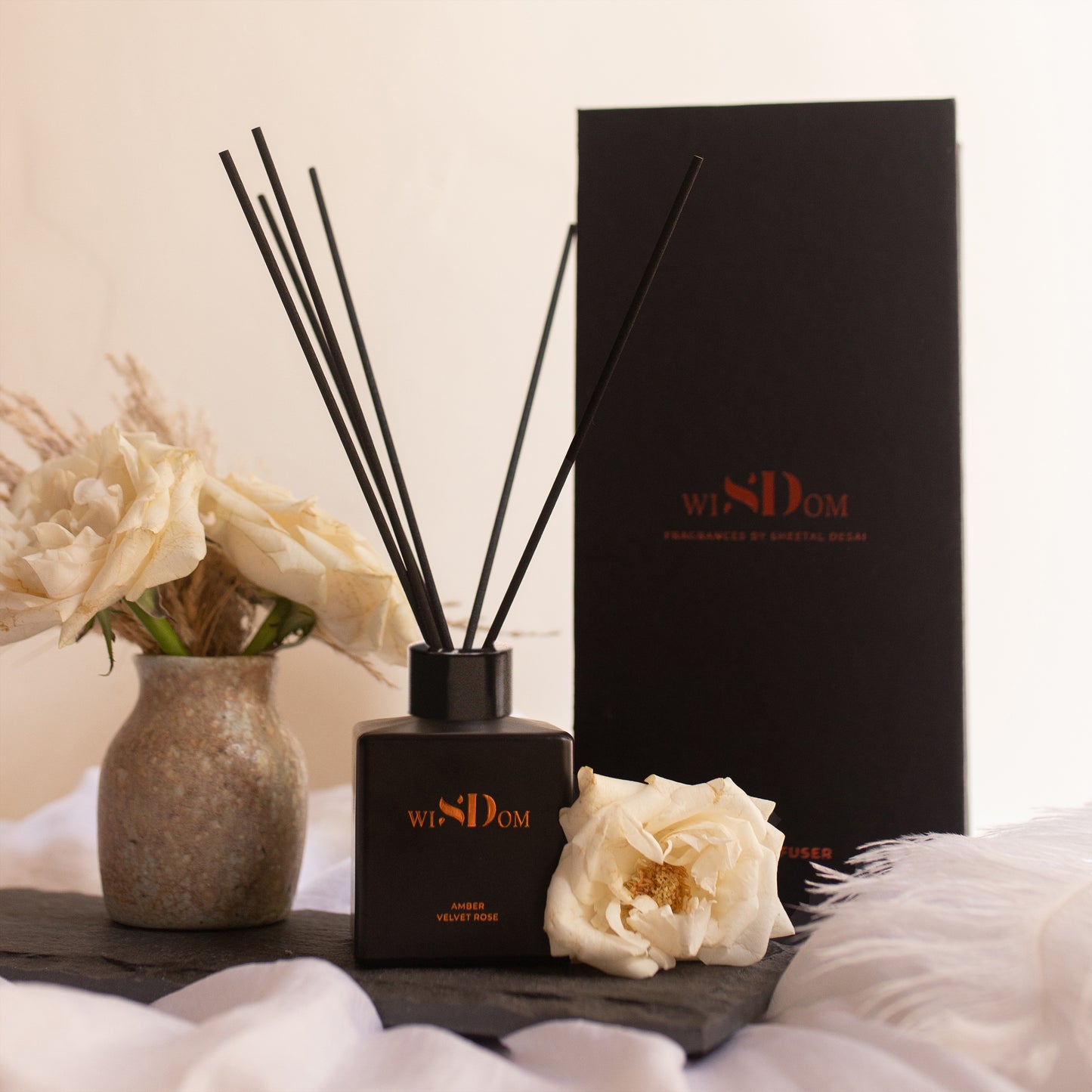 Amber & Velvet Rose Reed Diffuser - Wisdom Fragrances 