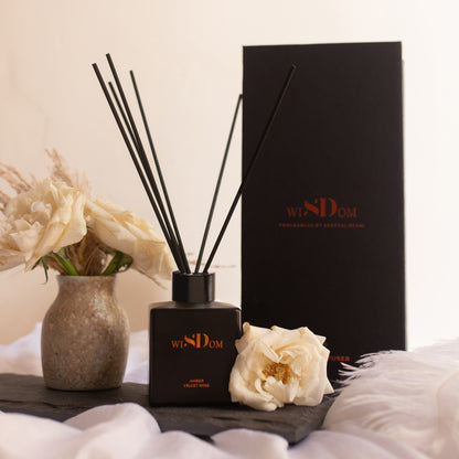 Amber & Velvet Rose Reed Diffuser - Wisdom Fragrances 